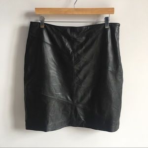 Style & Co Genuine Leather Black Short Skirt